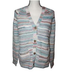 Drapers & Damon's Cardigan Sweater Women's S Space Dye Cotton Wool Button V-Neck